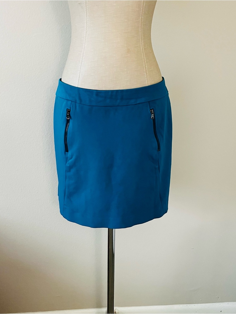 Ann Taylor Teal Mini Skirt with Zip Pockets